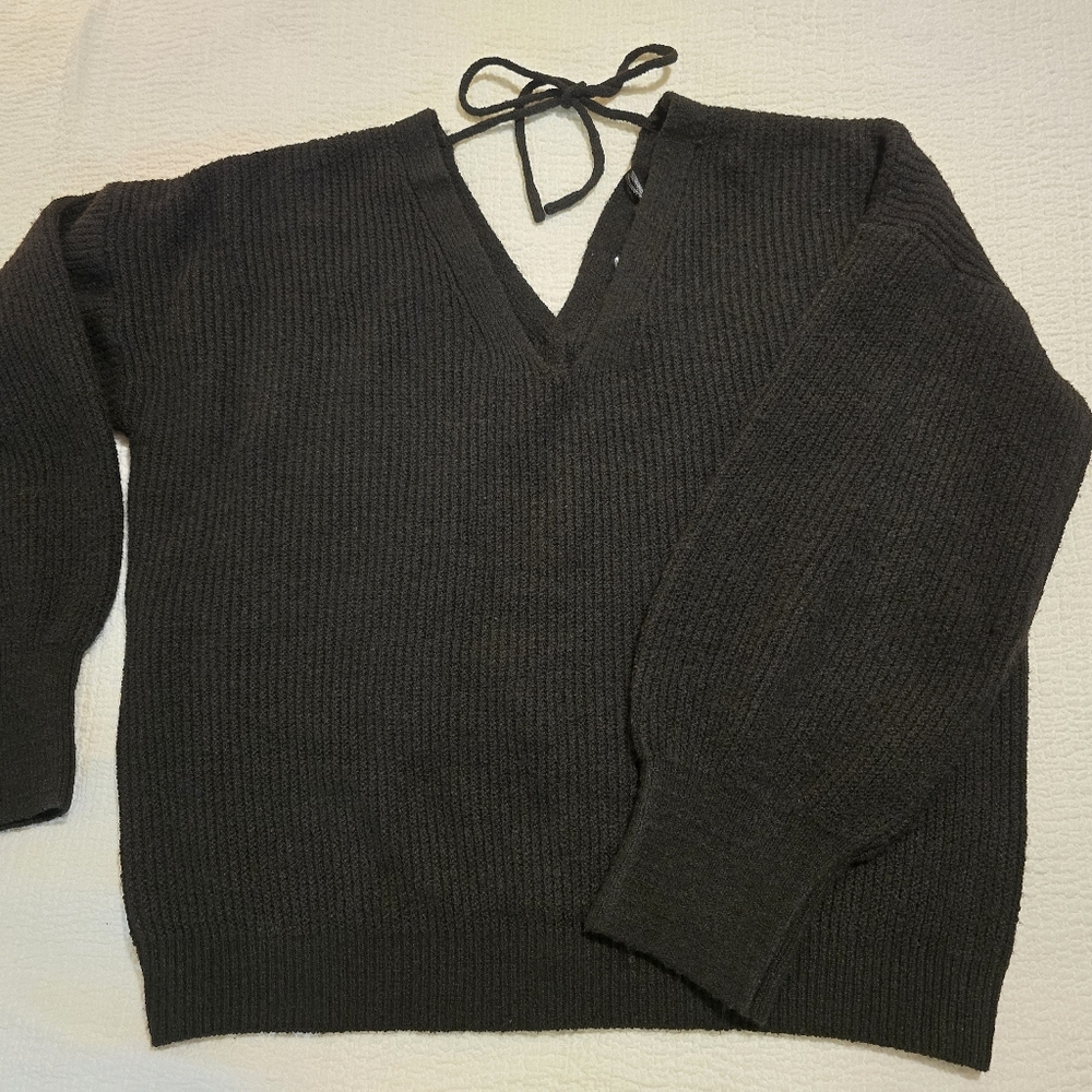 Pink Rose Black V-Neck Sweater